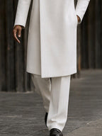 Minimalist Mandarin Collar Long Coat Pants Set