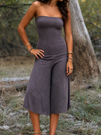 Bandeau Waist-Cinching Wide Leg Cropped Jumpsuit