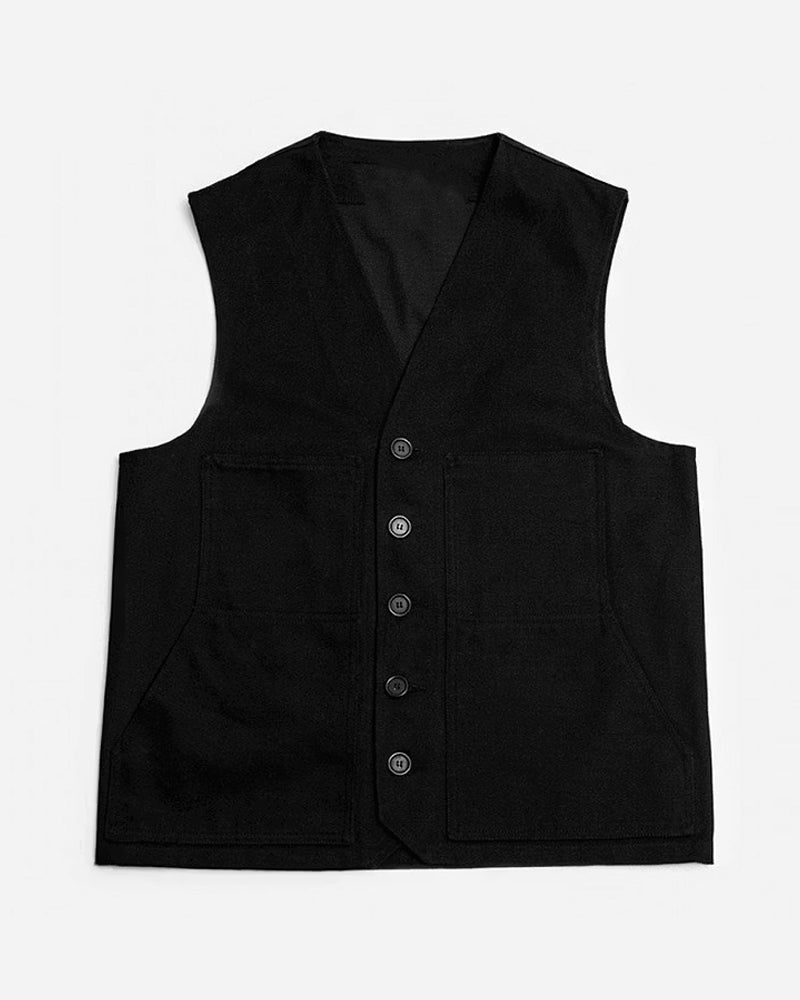 Vintage Black Multiple Pockets Vest