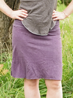 Fold-Over Waist Straight Raw Hem Knit Mini Skirt