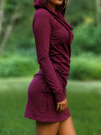 Pixie Hood Long Sleeve Dress, Festival Psytrance Elven Hippie Style
