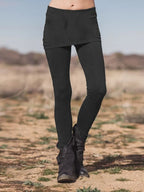 Faux Two-Piece Skirt Integrated Slim Fit Leggings