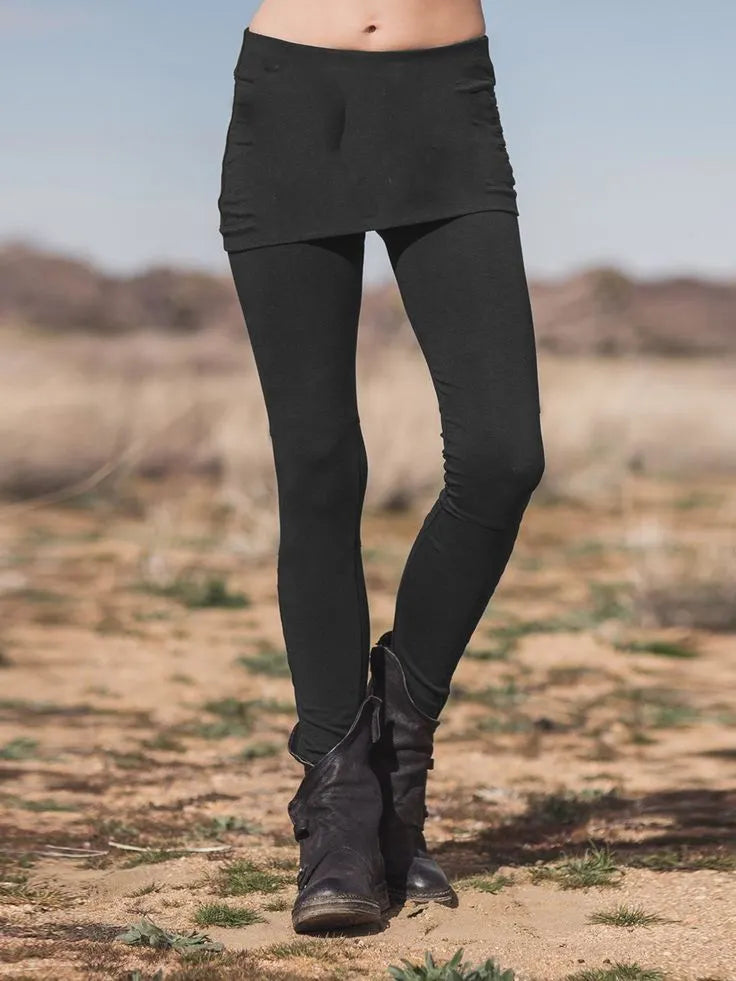 Faux Two-Piece Skirt Integrated Slim Fit Leggings