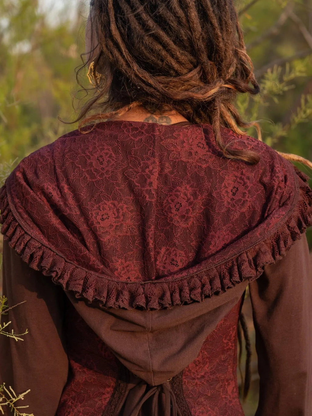 Cotton Boho Hoodie: Lace Ruffles, Bell Sleeves - Festival Top