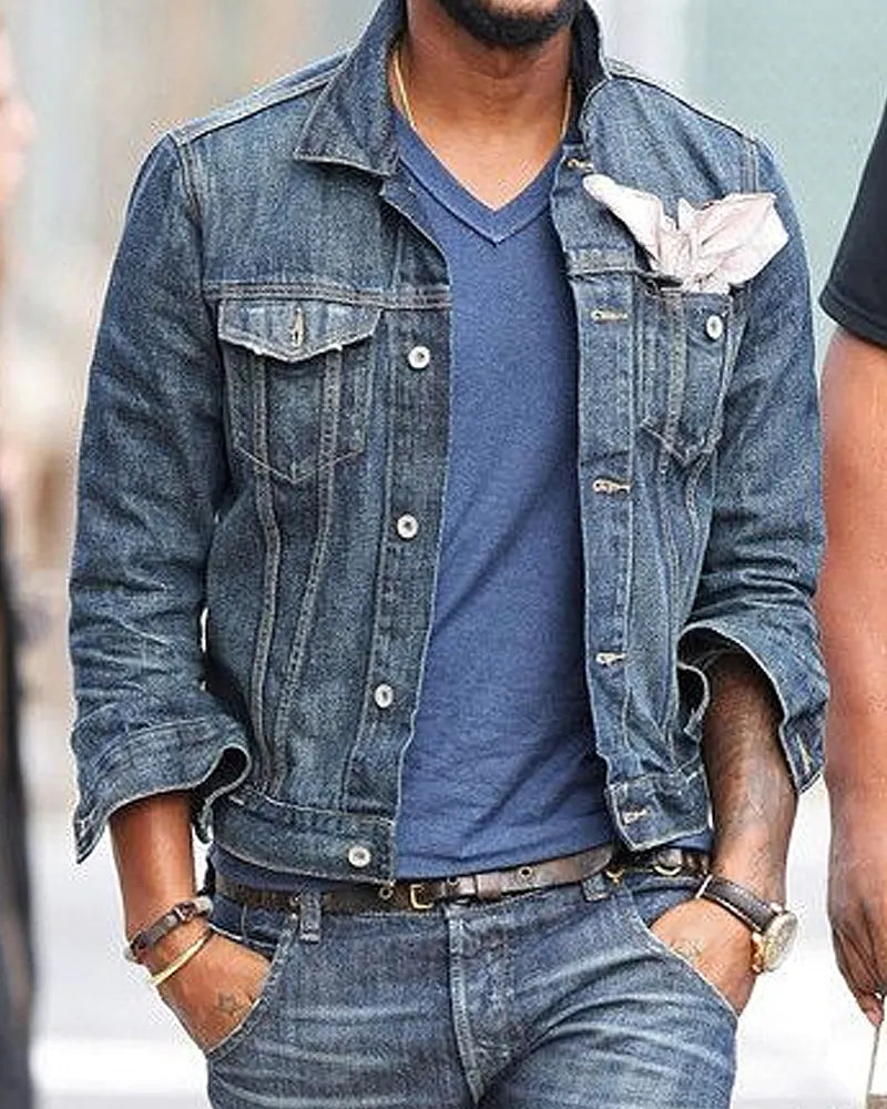 Vintage Dark Indigo Washed Classic Trucker Denim Jacket