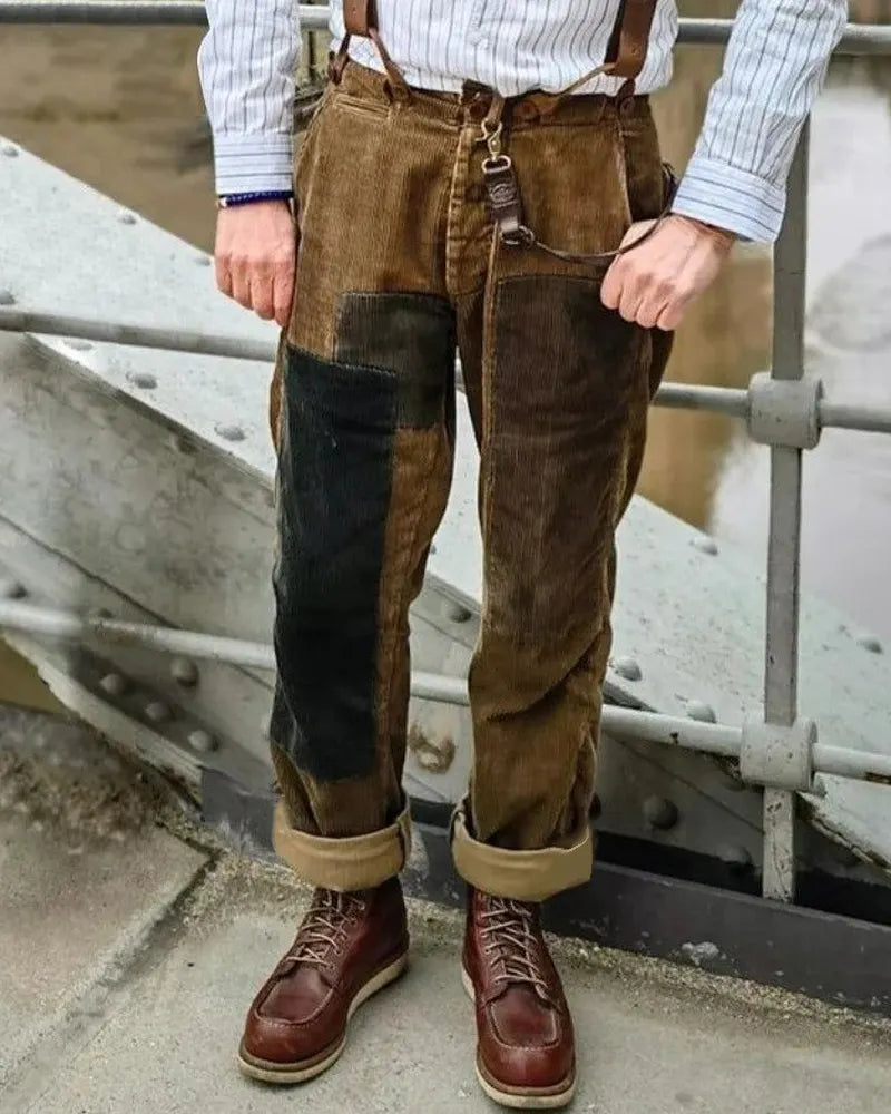 Vintage Tobacco©\Brown Wide©\Wale©\Corduroy Multi©\Patched Trousers