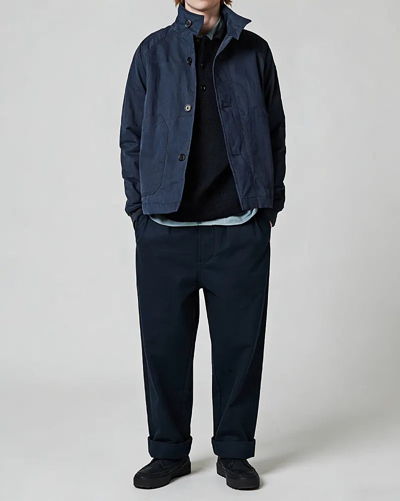 Men's Navy Blue Stand-up Collar Buttons Jacket