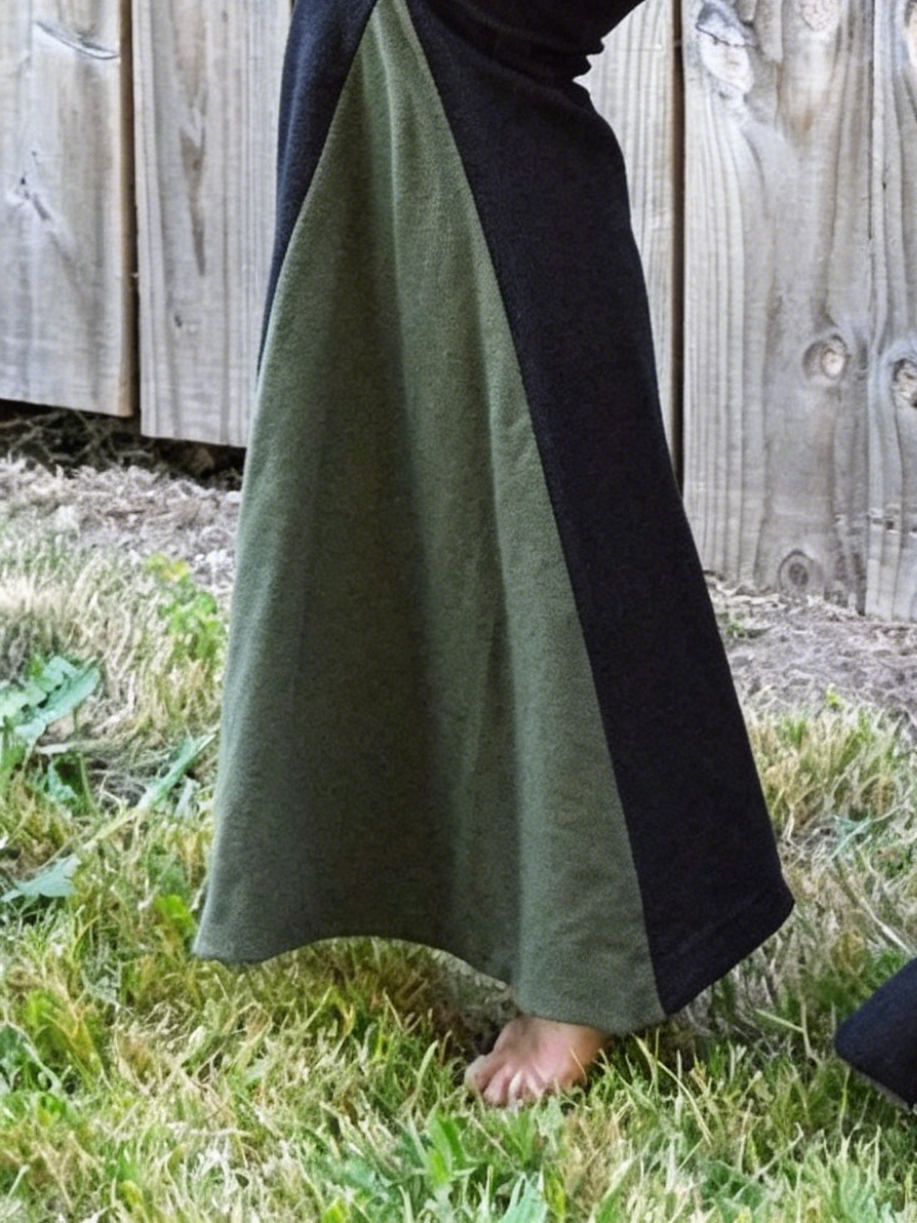 Micro-Flare Skirt Pants with Color-Block Panels and Lace-Up Detail