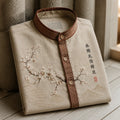 Men's Retro Plum Blossom Chinese Style Print Casual Shirt