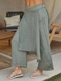 Faux Two-Piece Wrap Wide Leg Skirt Pants