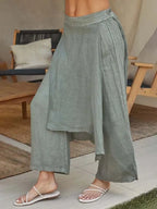 Faux Two-Piece Wrap Wide Leg Skirt Pants