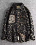 Vintage Paisley Jacquard Washed Denim Long Sleeve Jacket