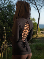 Long Sleeve Cowl Neck Hoodie: Bohemian Festival Top