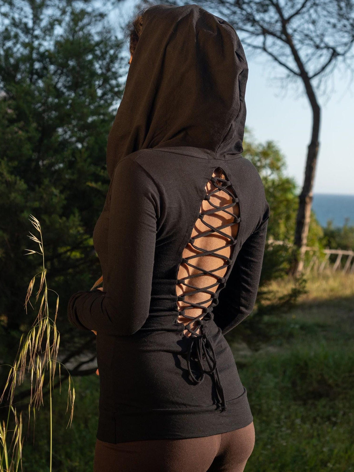 Long Sleeve Cowl Neck Hoodie: Bohemian Festival Top