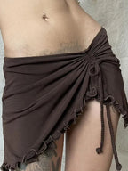 Irregular Drawstring Bandage Skirt