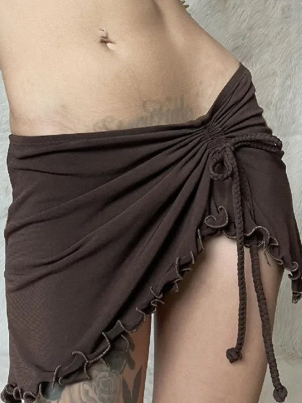 Irregular Drawstring Bandage Skirt