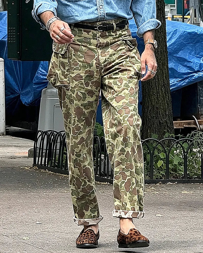 Vintage Camo High©\Rise Straight Leg Cargo Trousers