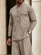 Casual Comfort Side Slit Shirt and Pants Set