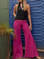 Deep V Halter Cross Ruched Waist-Cinching Cami Top