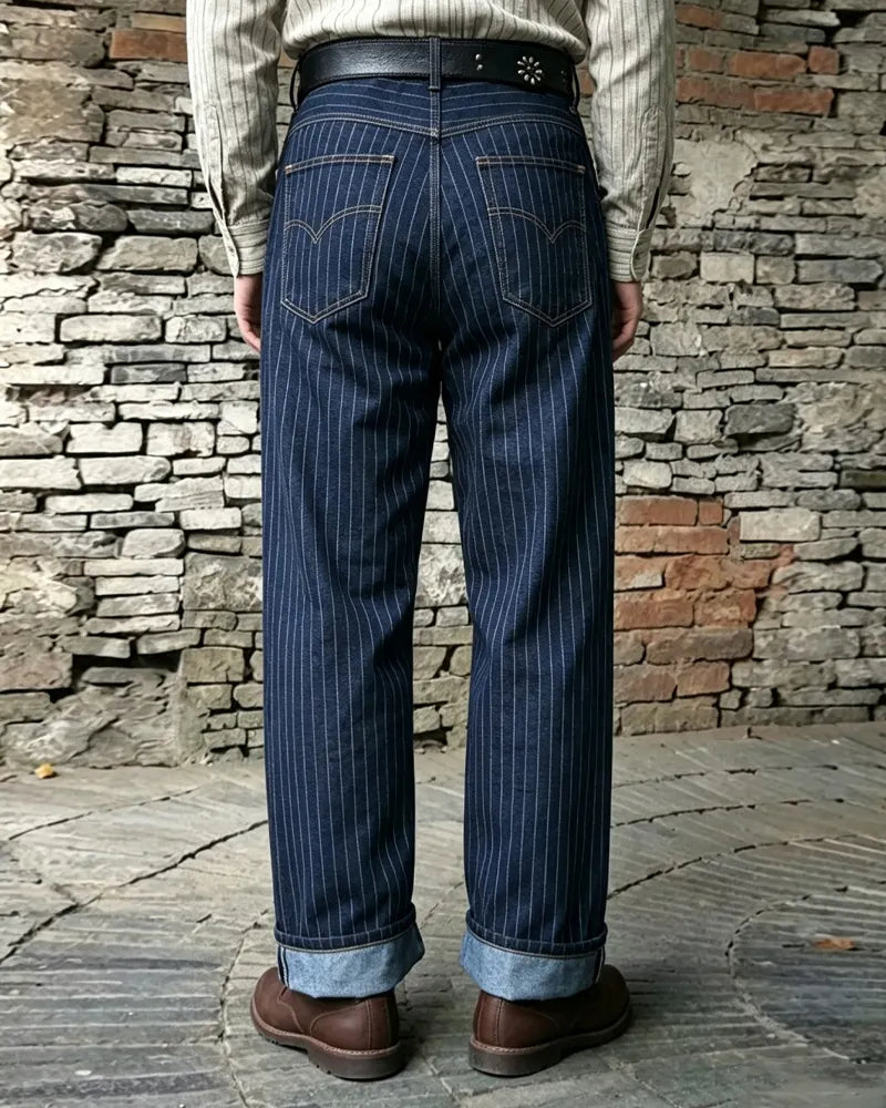 Vintage Navy Blue White Pinstripe Denim Jeans