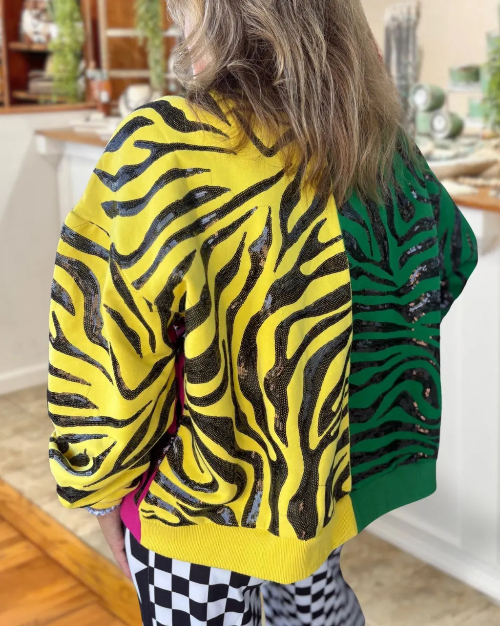 Tiger Sequin Colorblock Sweatshirt