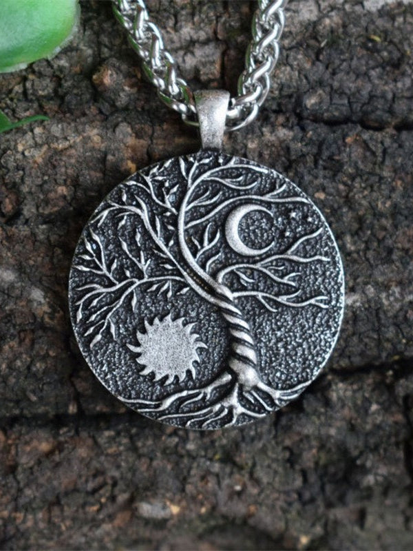 Tree of Life Sun and Moon Delicate Pendant Necklace