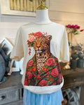 Unique Floral Leopard Studded T-shirt