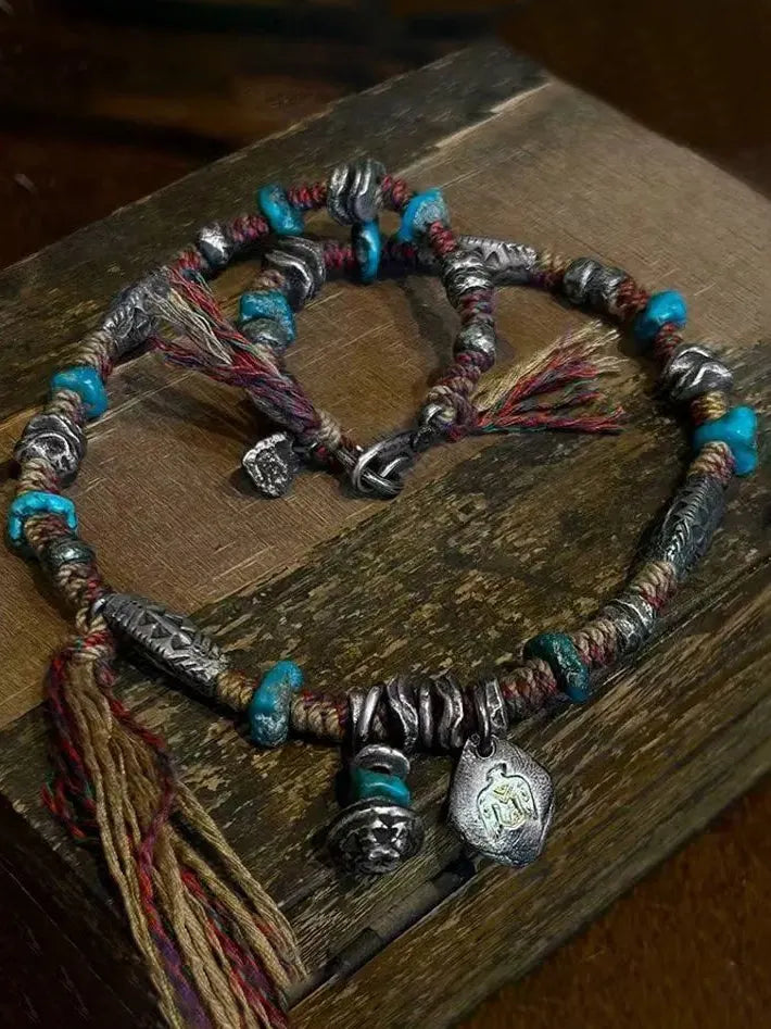 Vintage Colorful Braided Cord Necklace