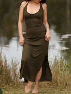 Long Dress with Splits and Corsetwise Back