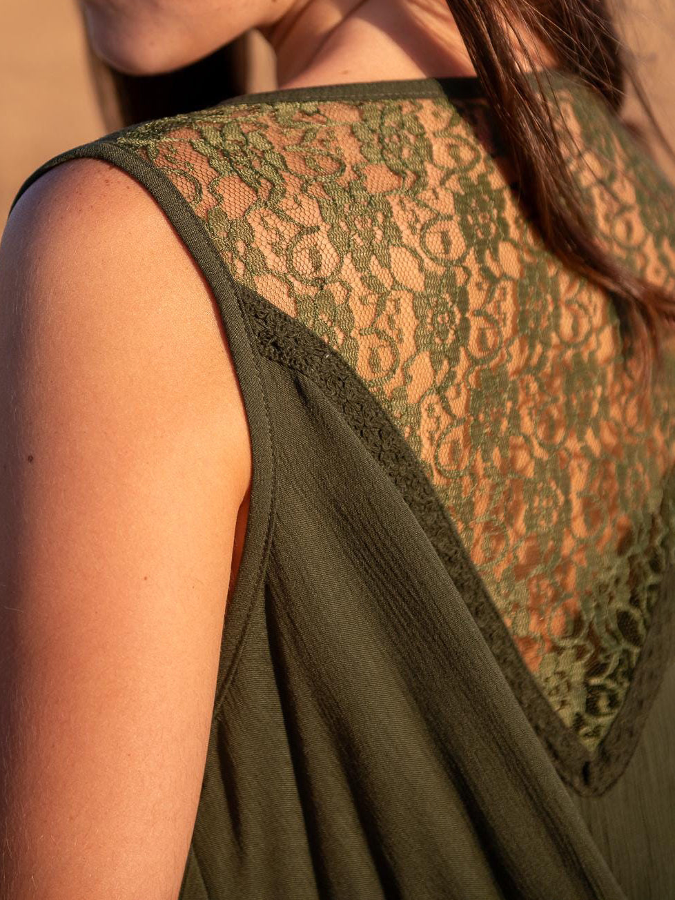Sleeveless Boho Tunic With Lace Back ¨C Flowy Summer Tunic Dress