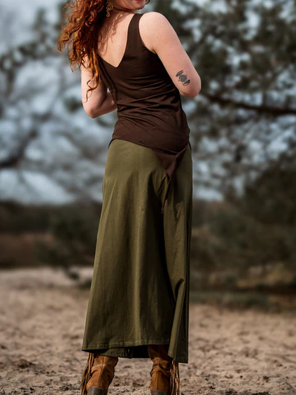 Asymmetric Slit Elf-Inspired Sleeveless Top