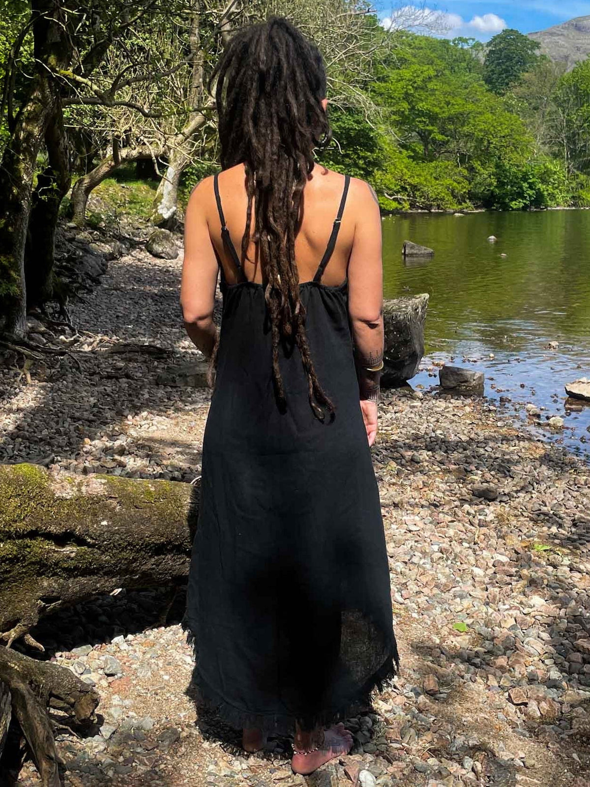Fringe Linen Maxi Dress: Asymmetric Boho Festival Clothing