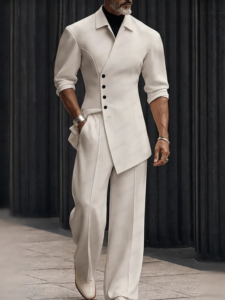 Modern Asymmetric Tailored Two Piece Set