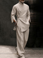 Urban Casual Slanted Button Shirt Pants Set