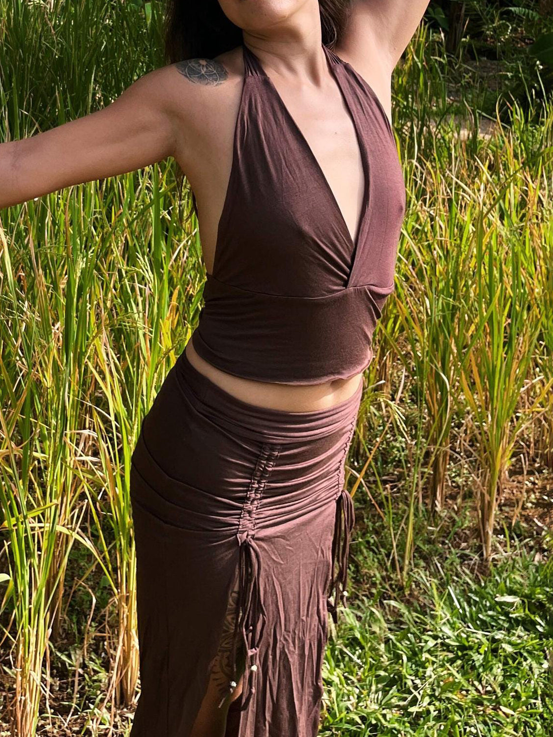 Halter Crop Top: Stretchy, Yoga, Bellydance, Boho, Ritual, Burning Man