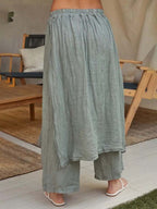 Faux Two-Piece Wrap Wide Leg Skirt Pants