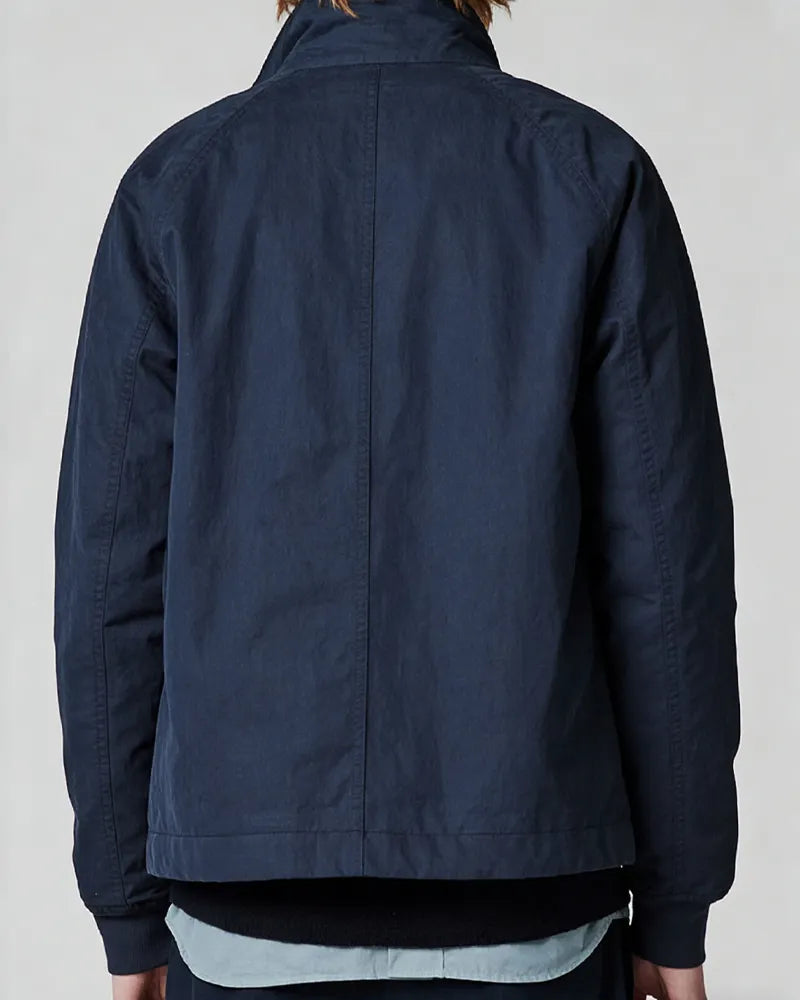 Men's Navy Blue Stand-up Collar Buttons Jacket