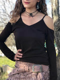 Cut Out Shoulder Top: Bohemian Long Sleeve Blouse, Elven Fairy Clothing