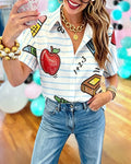 School Supplies Sequined Striped Shirt