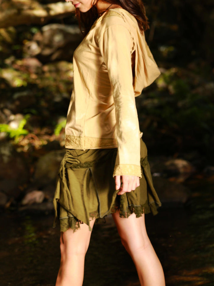Long Sleeve Pixie Hood Top, Boho Festival Clothing, Hippie Elven Pullover, Fairy Bohemian Style