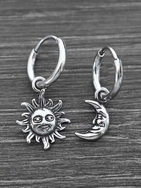 Creative Sun and Moon Pendant Earrings