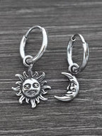 Creative Sun and Moon Pendant Earrings