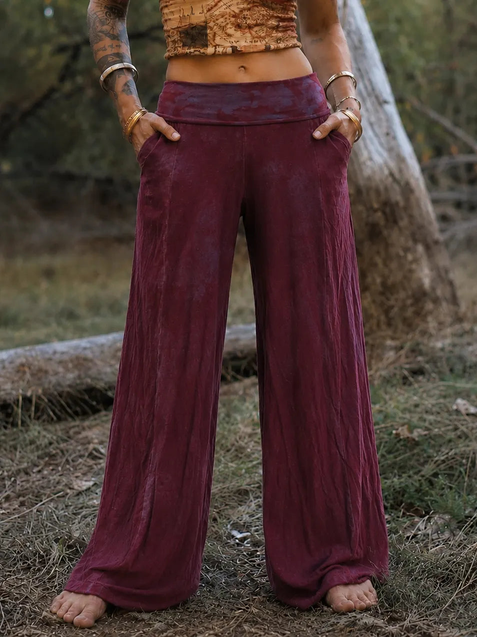 Vintage Tie-Dye Wide Leg Casual Pants