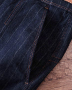 Vintage Deep©\Indigo Denim Stripe Tapered Trousers