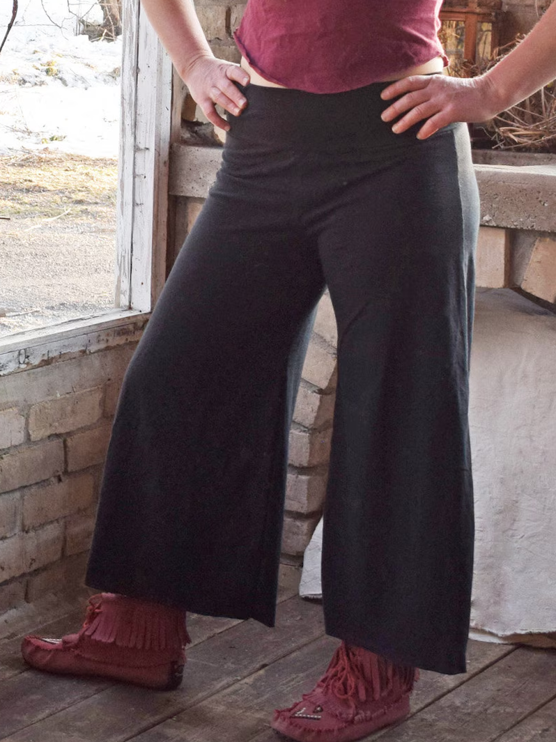 Vintage High-Waist Cropped Wide Leg Pants