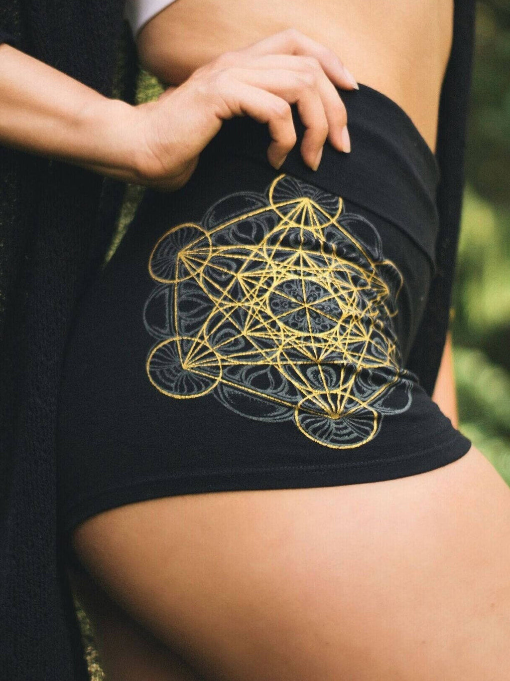 Cube Mandala High Waisted Hot Shorts - Yoga Shorts - Sacred Geometry Shorts