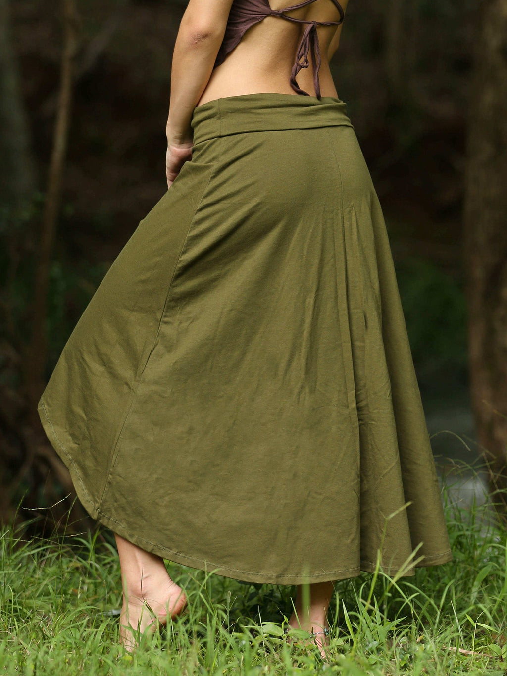 Boho Maxi Skirt, Long High Low Elegant , Hippie Stretch Clothing