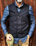 Vintage Black Multiple Pockets Vest