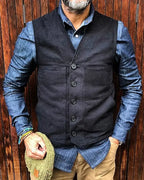 Vintage Black Multiple Pockets Vest