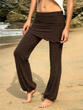 YOGA SKIRT PANTS, Brown Yoga Pants, Skirted Pants, Hoop Pants